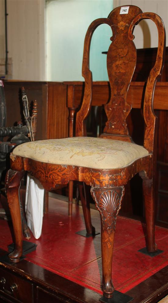 Dutch marquetry chair(-)